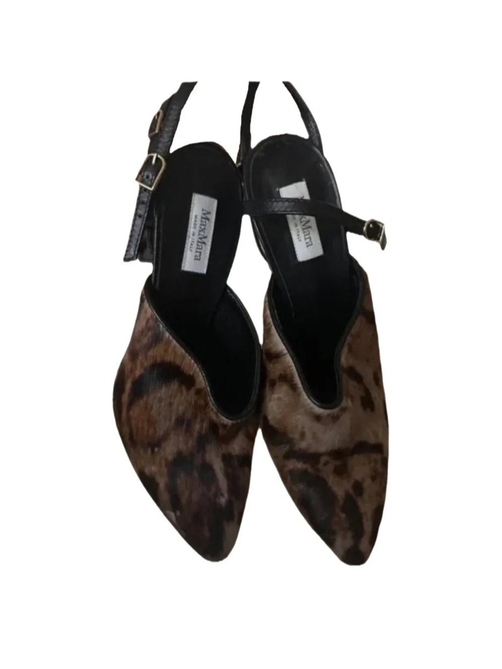 MaxMara Leopard-Print Pointed Slingback Flats in Brown and Black